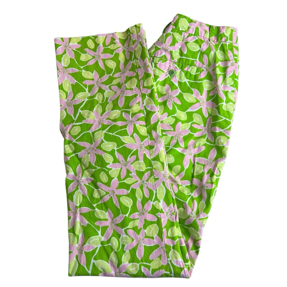 Vintage Lilly Pulitzer Womens 2 Floral Mid Rise‎ Relaxed Straight Leg Pants